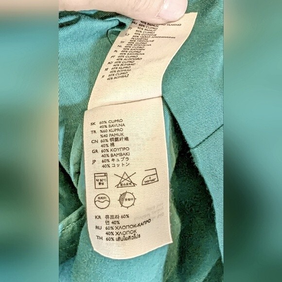 COS Jade Green Mock Cowl Neck Short Sleeve midi dress pockets size Large EU 42 - Picture 5 of 8